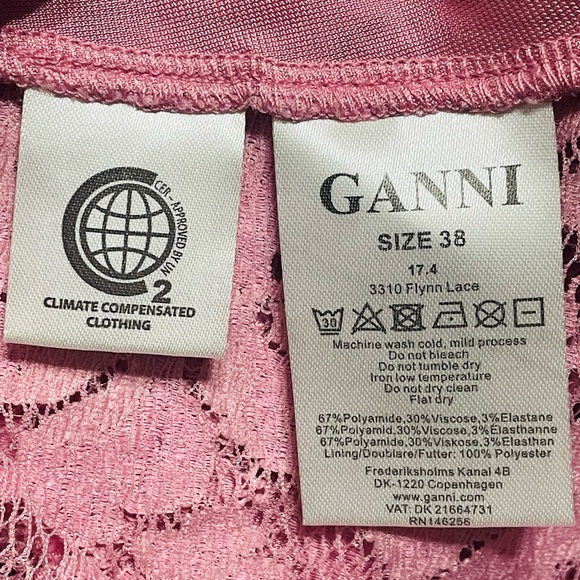 Ganni Lace BodySuit in pink Sz 38/ Sz M - Picture 9 of 10